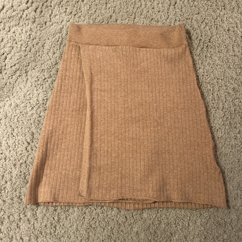Free People Tan Ribbed Mini Skirt